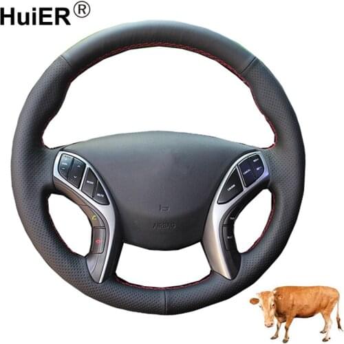Hand Sewing Car Steering Wheel Cover Top Cow Leather For Hyundai Elantra 3 2011-2016 Elantra Sport 2011-2016 Elantra GT Coupe
