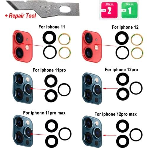 1set Back Camera Glass Lens With 3M Sticker Holder Repair Parts for iPhone 11 11pro 11pro max Rear Camera Cover Lens