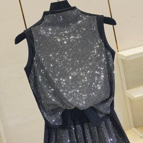 Heavy-duty Hot Drill Vest Shirt Woman 2020 Summer New Skinny Sleeveless T-shirt Girls Lady High Street Tops Vests Crop Top