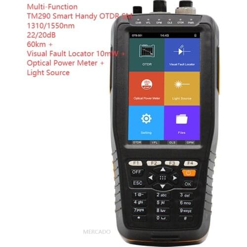 Multi-Function TM290 Smart Handy OTDR SM 1310/1550nm 22/20dB 60km + Visual Fault Locator 10mW +Optical Power Meter +Light Source