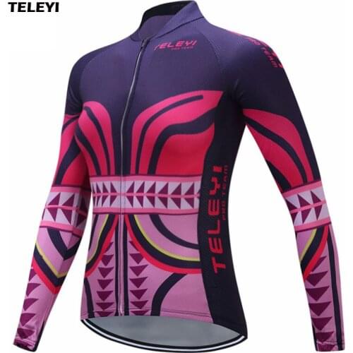 TELEYI Pro Team Cycling Jersey Women Wear Ciclismo Outdoor Long Sleeve Cycling Tops Long Bike Cycle Jersey S-4XL