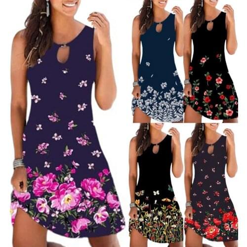 Summer Dress O-Neck Ultra-Soft Skin-friendly Sundress Vintage Polyester Women Sweet Summer Dress Machine Washable for Dating