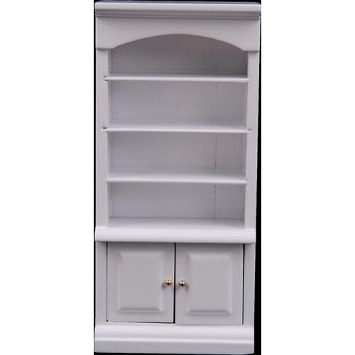 1Pc Wooden Furniture Modern White Doll House Wooden Living Room Book Cabinet bookshelf Cabinet Wardrobe 1:12 Dollhouse