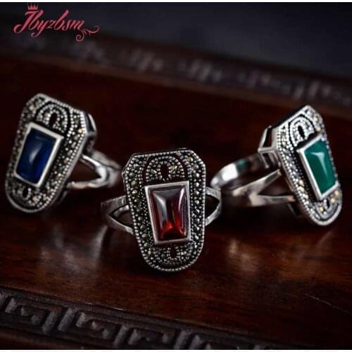 5x9mm Gem Stone Beads Inlaid Marcastie White Tibetan Silver Classical Ring #7-#9 1 Pc,Send Random Size,Wholesale Free Shipping