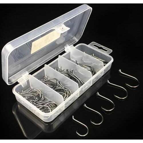 75pcs Circle Hook Set Carp Fishing Accessories Fishing Hook Lots 1# 1/0# 2/0# 3/0# 4/0# Eagle Claw Carbon Fishhook Tackle Box