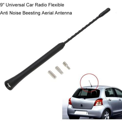 9" Universal Car Roof Mast Whip Stereo Radio FM/AM Signal Aerial Amplified Antenna For VW BMW Benz Mazda Audi Toyota