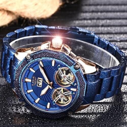 LIGE 2020 Men Watch Automatic mechanical watch Stianless Top Brand Dress Luxury Luminous Double Tourbillon Wristwatch Gift Man