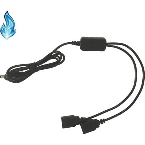 DC 5.5*2.5 mm DC male head transfer USB Dual female head+USB power cables Reduction voltage 5 module not fits apple