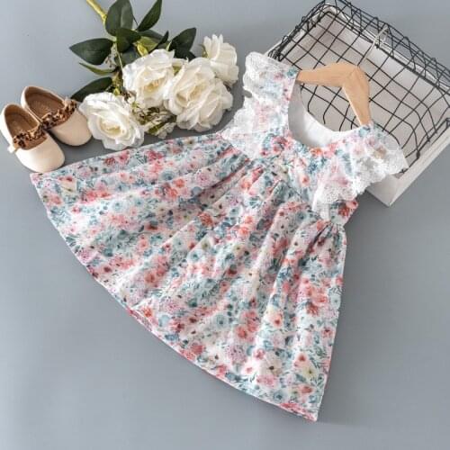 Kids Girls summer clothes lace stitch lose dress for children girls clothing 1-6 year baby birthday princess party dresses dress