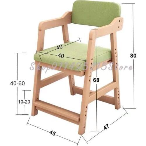 Childrens Solid Wood Primary School Study Chair Can Lift Student Seat Writing Chair Home Backrest Dining Chair