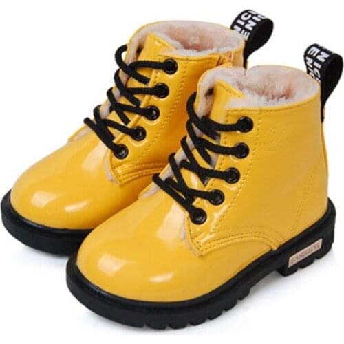 Children Boots 2021 New PU Leather Waterproof Ankle Boots Brand Girls Boys Rubber Boots Kids Snow Boots Fashion Sneakers Winter