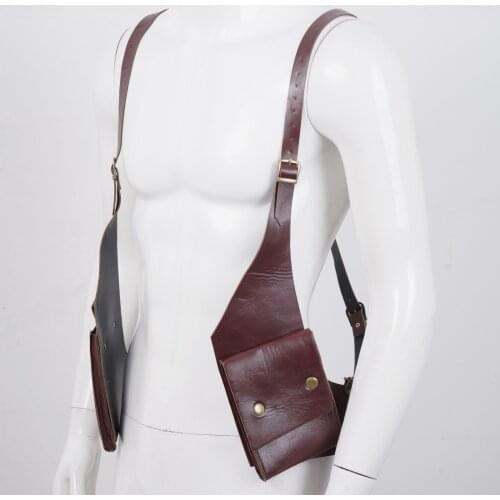 Men Body Shoulder Belt Bag Adjustable Buckle Harness PU Leather Strap Underarm Shoulder Bag Steampunk Mobile Phone Pocket Girdle