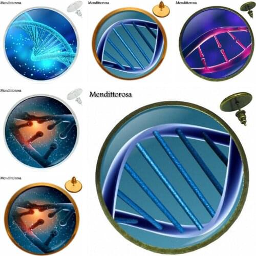 For Women Wedding Gift DNA Fashion Multi Designs Glass Cabochon Bronze/Silver/Golden Clip Ear Hook Stud Earring Jewelry Gifts