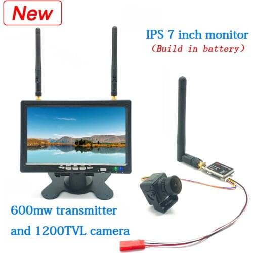 EWRF FPV set 5.8G 40CH 7 inch HD IPS 1024*600 monitor with 600mw transmitter and Cmos 1200TVL fpv camera for RC Drone