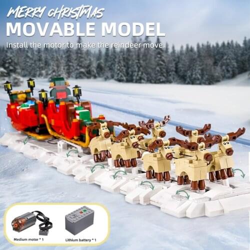 Mould King Building Blocks Creative Toys The Christmas Santa Sleigh Model Assembly Bricks Kids Educational Toys Christmas Gifts