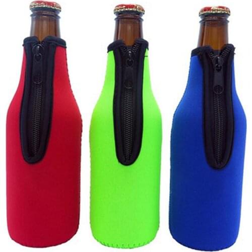 330ml Zip Beer Bottle Sleeves Holder Thick Home Bar Neoprene Insulated Cover Water Bottle Cup Accessories
