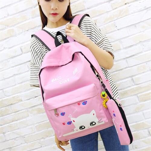 Canvas School bags 4pcs/Set For Girls Female Backpack Schoolbags High Quality Backpack Feminine Book Bag