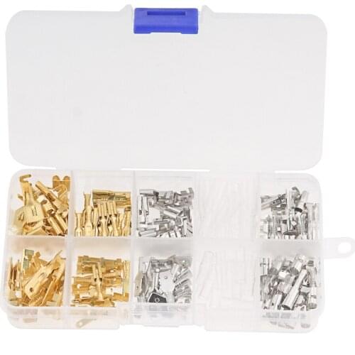 150PCS/BOX Insulated Electrical Wire Crimp Terminals Male Female 2.8mm 4mm 4.8mm 6.3mm Spade Connectors Assortment Kit With Box