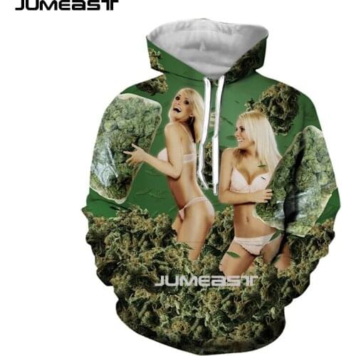 Jumeast Brand Men Women 3D Printed Sweatshirt Lovely Girl Weeds Long Sleeve Fashion Cap Hoody Sport Pullover Spring Hoodies
