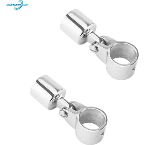 2PC Stainless Steel Boat Bimini Top Fitting Slide Cap Slide Sleeve Pipe Eye End Cap Jaw Slide Clamp External Eye End Canopy Tube