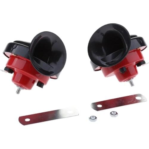 Red 12V Car Motorcycle Bike Loud Snail Air Horn Siren For Kawasaki Suzuki Yamaha,2pcs