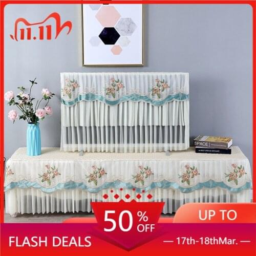 Lace LCD TV Cover Dust Cover Household 55-Inch Hanging Velcro Covered TV Cover usb dust cover dust cover for tv