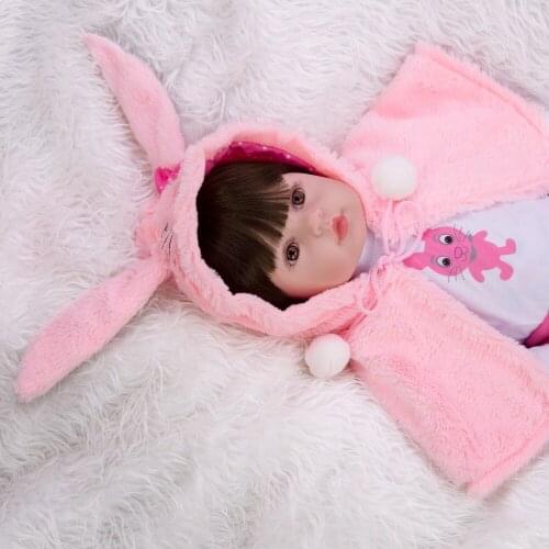Girls doll toy 48cm 3/4 mini soft Silicone reborn dolls Lifelike simulation baby brown or blue eyes princess gifts for Children