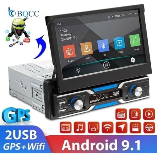 Newest Android 9.1 7'' HD Touch Screen 1 Din Car Radio Stereo Car Multimedia MP5 Player Autoradio GPS with GPS WiFi