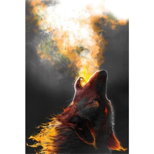 Fantasy Animal Wolf Lion DIY 11CT Cross Stitch Embroidery Kits Needlework Craft Set Cotton Thread Printed Dropshipping