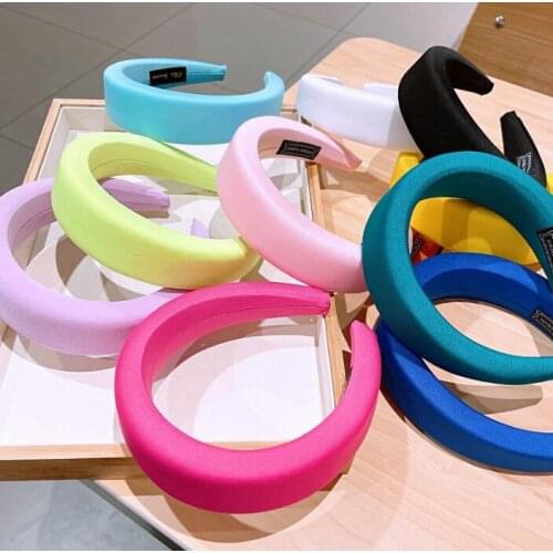 Candy-colored sponge hairbands women summer 2021 new wide-brim French color hair hoop accessories