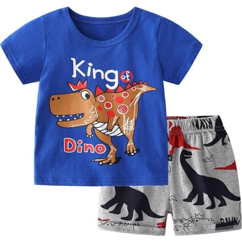 Boys Sets Cotton Summer 2PCS Tops+Shorts Cartoon Short Sleeve Children T-Shirt Pants Print Boys Clothes Pajamas Homewear Active