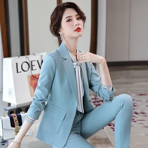 Autumn 2020 red suit suit white collar Korean professional womens clothing jacket and Pants 2-piece set pants suits for women
