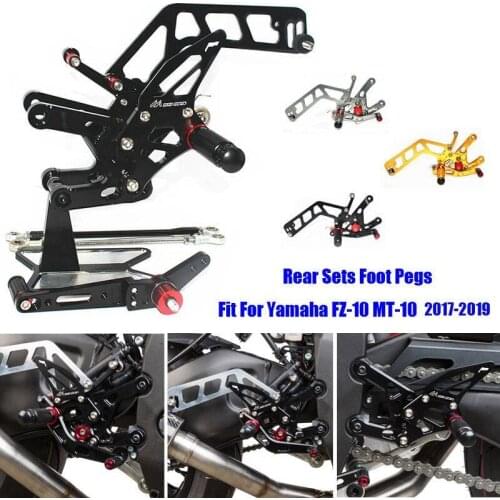 Fit For Yamaha MT-10 FZ-10 2017 2018 2019 CNC Adjustable Footrest Foot Peg Pedal Mount Bracket Sets Footpeg Rider Rear Rearset