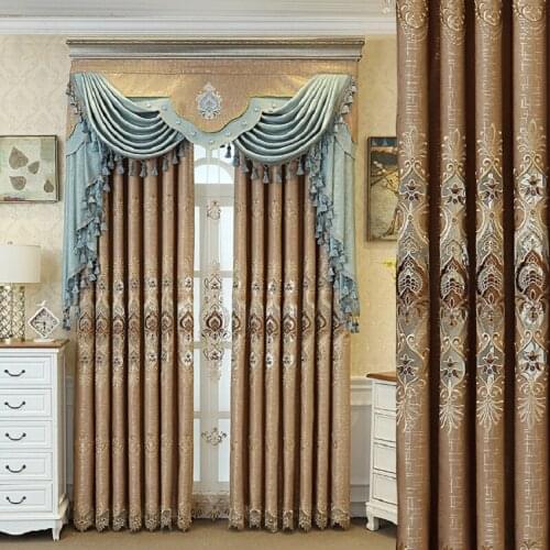 Luxury European Curtains for Living Dining Room Bedroom American Chenille Embroidery