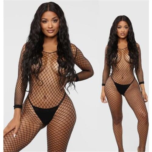 Sexy Fishnet Bodysuit Women Sex Clothes See Through Open Crotch Body stockings Mesh Hollow Out Lingerie Costumes