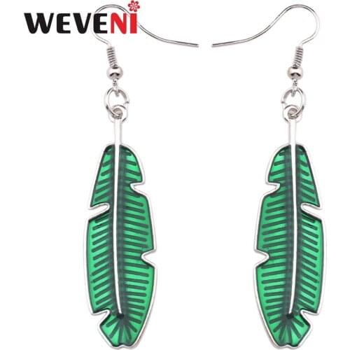 ARWA Enamel Alloy Tropic Palm Leaf Earrings Dangle Drop Big Long Plant Summer Jewelry For Girls Women Ladies Gifts Charms