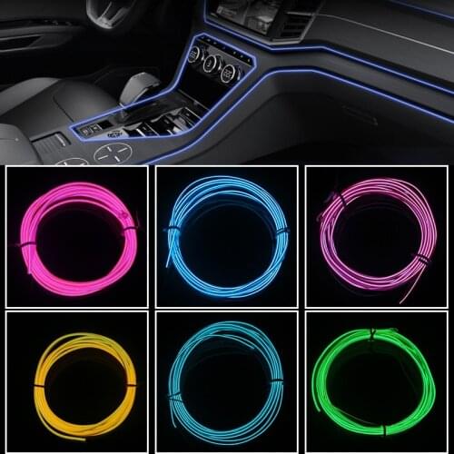 Car interior Lighting Decorative Lamp 1M 2M 3M 5M LED Strip Garland EL Wire Rope Tube Line flexible Neon Light With 12V