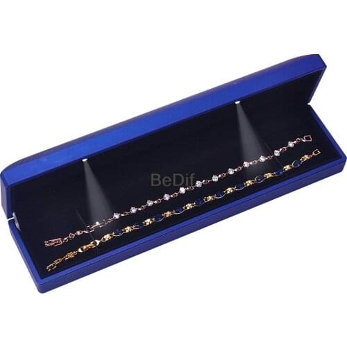 LED Long Boxes Necklace Chain Gift Box Wedding Jewelry Display Case Valentines Day Holiday Birthday Propose Marriage Present