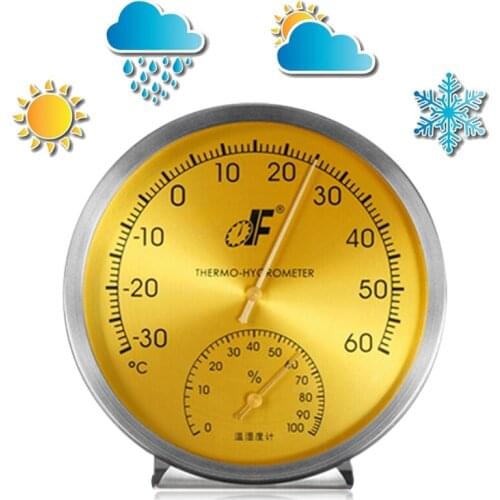 Stainless Steel Analog Dial Thermometer Hygrometer Temperature Humidity Meter