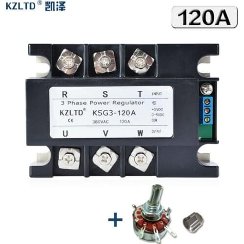 KZLTD Three Phase Fully Isolated AC Phase Shift Voltage Regulator Module 120A 4-20MA 0-5V to 380V AC SSR Relay Three Phase Rele