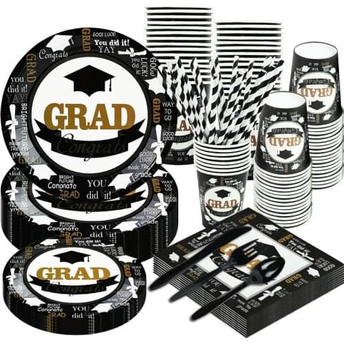 Graduation Party Decoration Favors Dinner Plates Cups Tableware Tablecloth Congratulation Grad Decorations Dinnerware Supplies