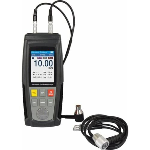 WT130A Digital Ultrasonic Thickness Gauge Sheet Metal Plastic Glass Tester Range:1.0-300mm steel Color LCD Sound Velocity Meter