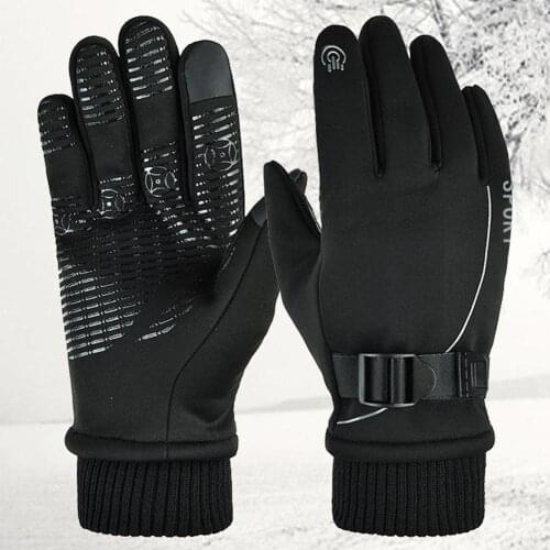 Women Men Windproof Skiing Gloves Waterproof Non-Slip Plus Velvet Full Finger Cycling Glove Winter Warm Outdoor Sports Gloves