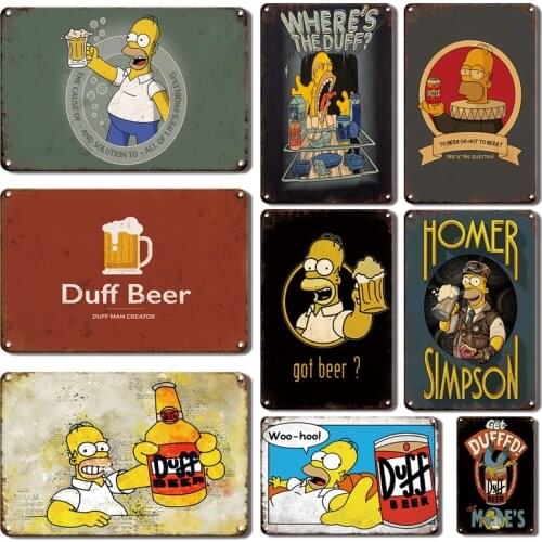 Vintage Duff Beer Poster Metal Plate Kitchen Bar Decorative Tin Sign Retro Living Room Decoration Iron Painting Birthday Gift
