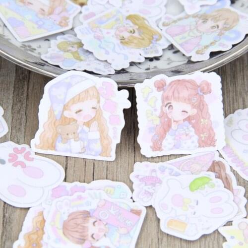 Waterproof Cartoon Cute Girl Lady Scrapbooking Stickers Women Decorative Sticker DIY Craft Photo Albums Decals Diary Deco