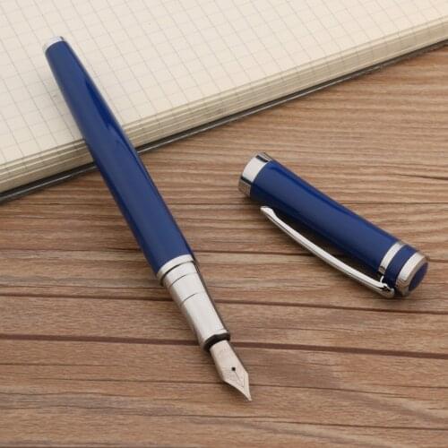 High Quality Metal 3035 Fountain Pen Blue Silver Stationery Office School Supplies Ink Pens New