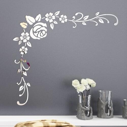 Mirror Wall Sticker 3D Diy Flower Shape Acrylic Wall Sticker Modern Stickers Room Door Home Decoration Art Decals Mural наклейки