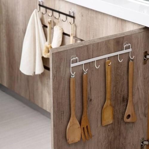 OTHERHOUSE Iron Wall Hook Hanger Key Holder Strong Adhesive Storage Shelf Rack Kitchen Tools Holder Bathroom Accessories 6Hooks