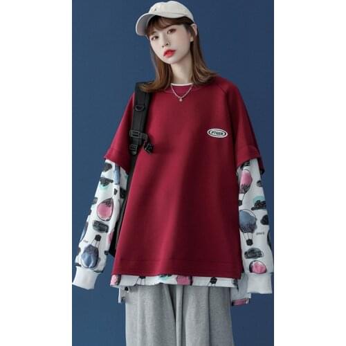 Womens Sweatshirt Spring Autumn Streetwear Women Casual Loose Women Pulovers Plus Size Patchwork Sweatshirt Women 2021 Korean
