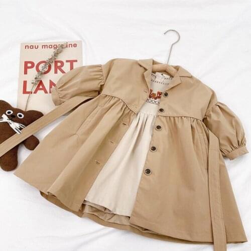 2021 Korean style girls trench coat full sleeve fashion autumn girls coat 3-8t B616